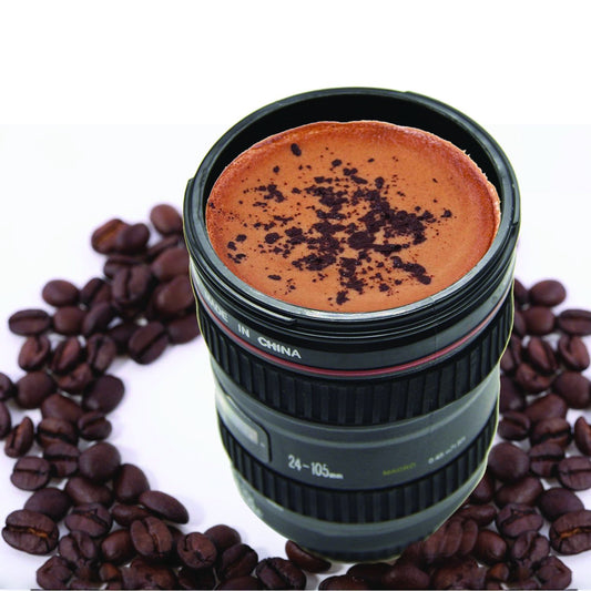 DSLR Camera Lens Shaped Mug With Lid