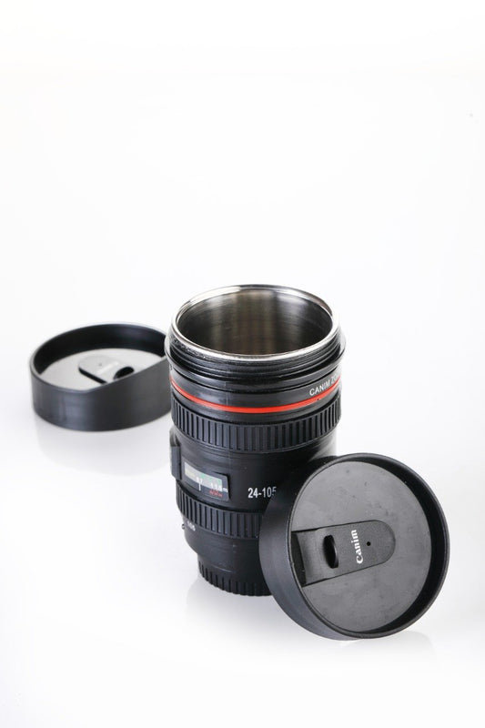 DSLR Camera Lens Shaped Mug With Lid