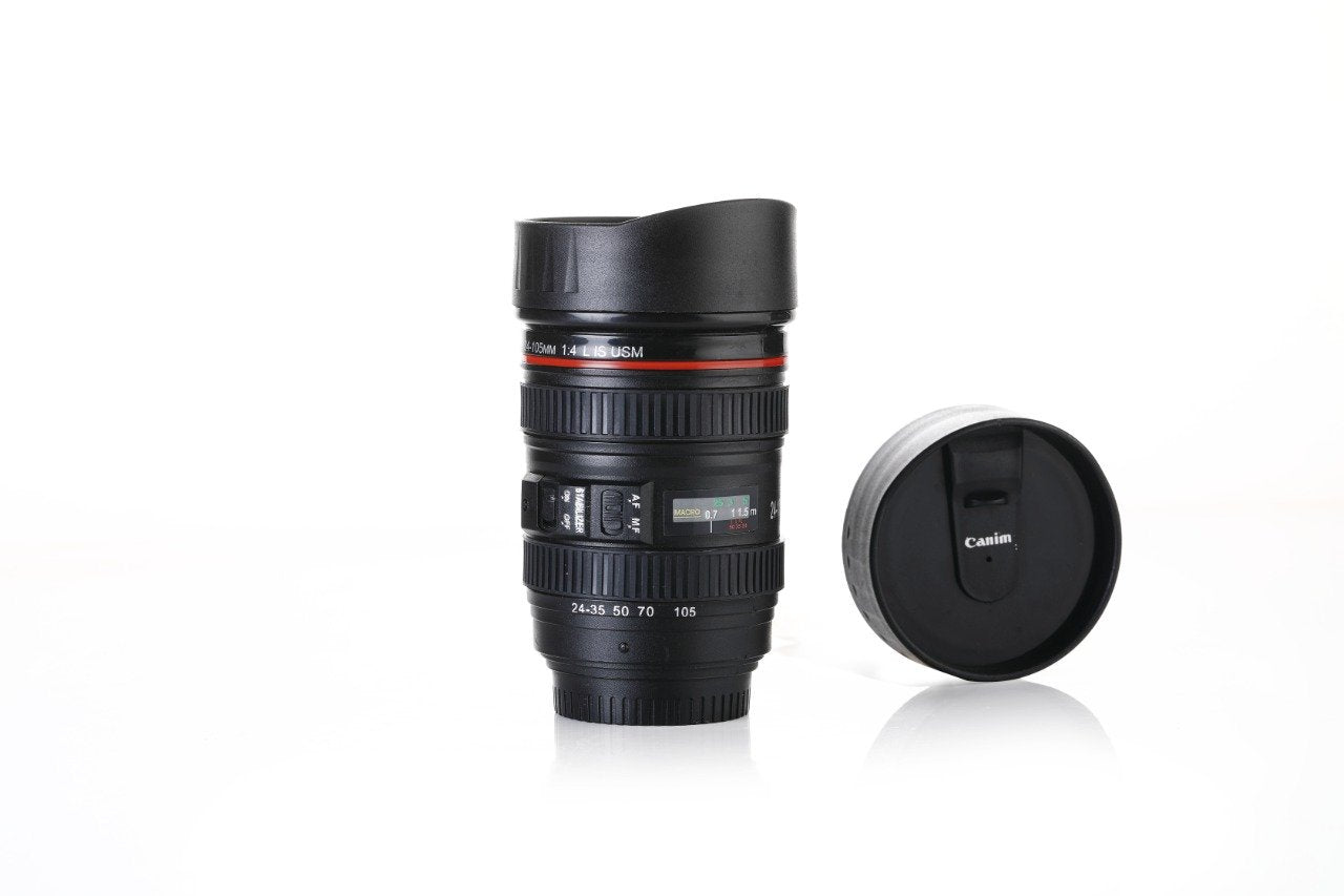 DSLR Camera Lens Shaped Mug With Lid