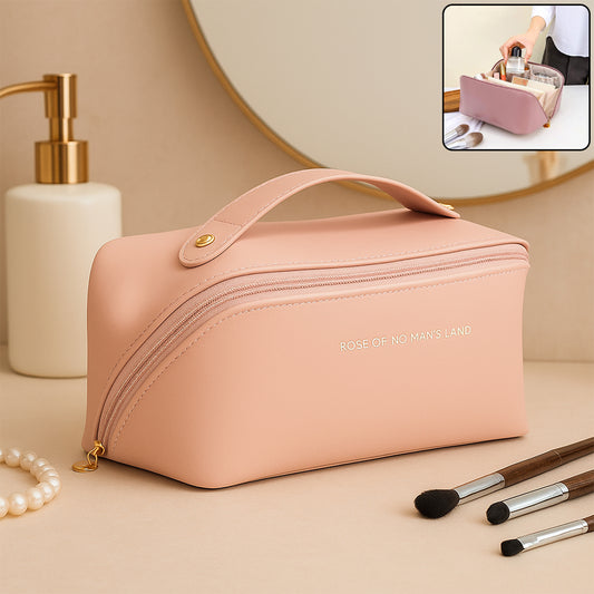 Premium Travel Makeup & Toiletry Organizer (Peach)