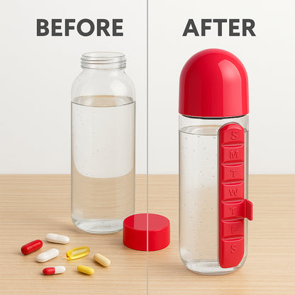 Water Bottle With Built-in Pill Organizer Approx 900ml