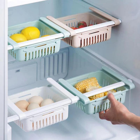 Adjustable Fridge Sliding Storage Racks (4 Pc Set) (Multicolour)