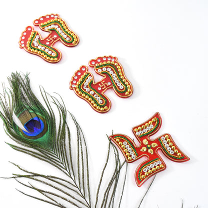 Decorative Laxmi Charan (Pagla) & Swastik Combo Set