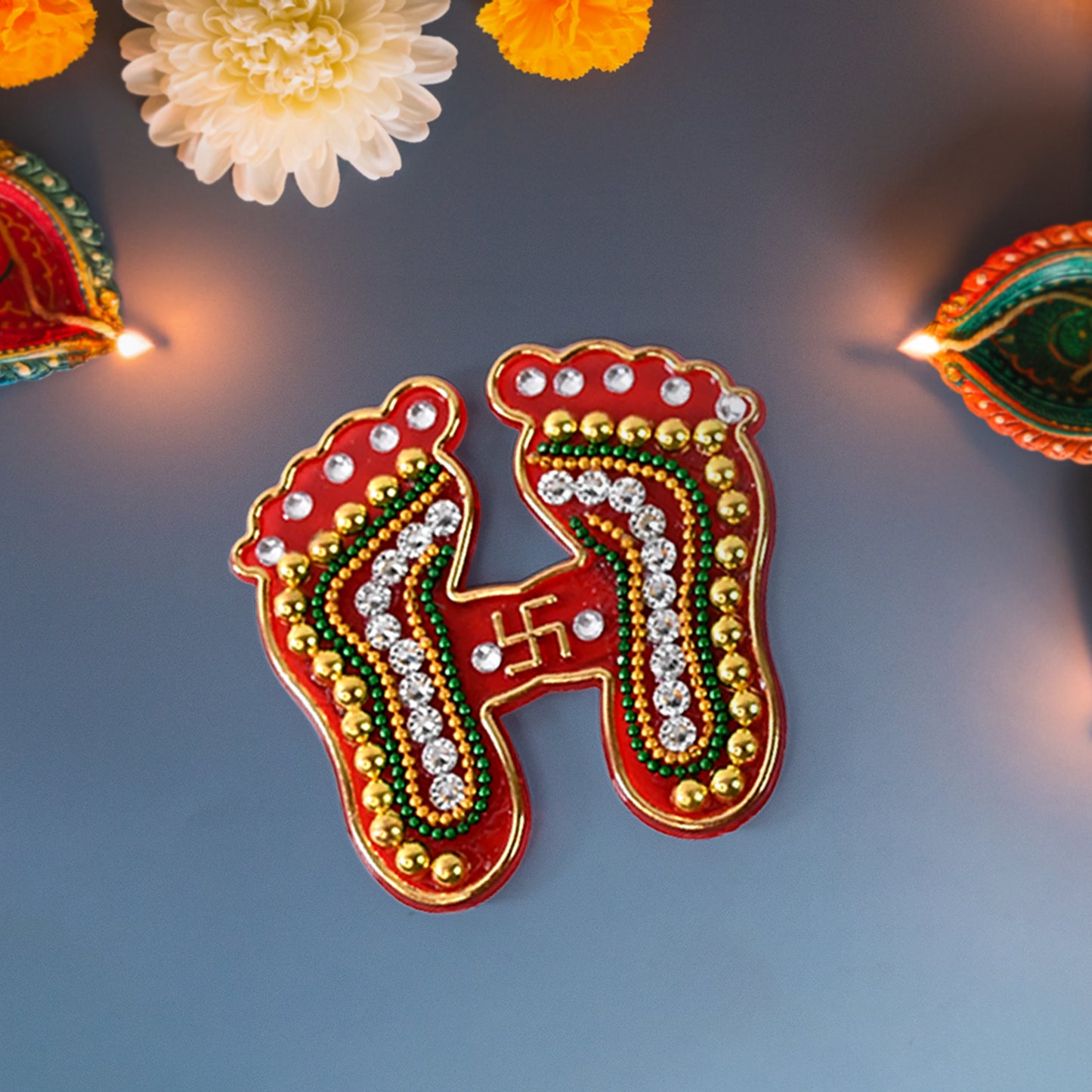 Decorative Laxmi Charan Paduka Sticker Set (Pack of 2)
