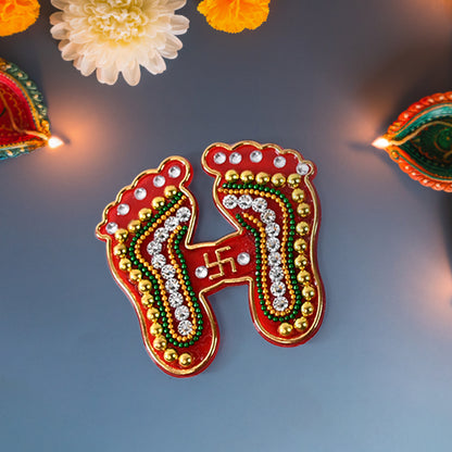 Decorative Laxmi Charan Paduka Sticker Set (Pack of 2)