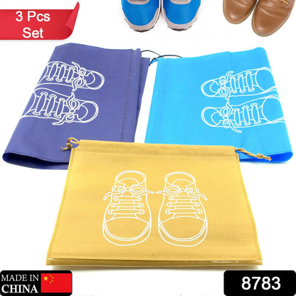 8783 Beach Bag Shoes Storage Bag Closet Organizer Non-woven Travel Portable Bag Waterproof Pocket Clothing Classified Hanging Bag Shoe Bag Luggage Travel Portable Shoe Pouch Non Woven Transparent Window (3 Pc )
