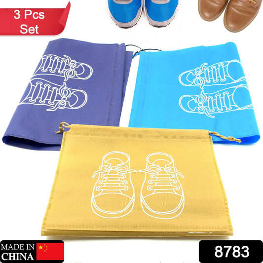 8783 Beach Bag Shoes Storage Bag Closet Organizer Non-woven Travel Portable Bag Waterproof Pocket Clothing Classified Hanging Bag Shoe Bag Luggage Travel Portable Shoe Pouch Non Woven Transparent Window (3 Pc )