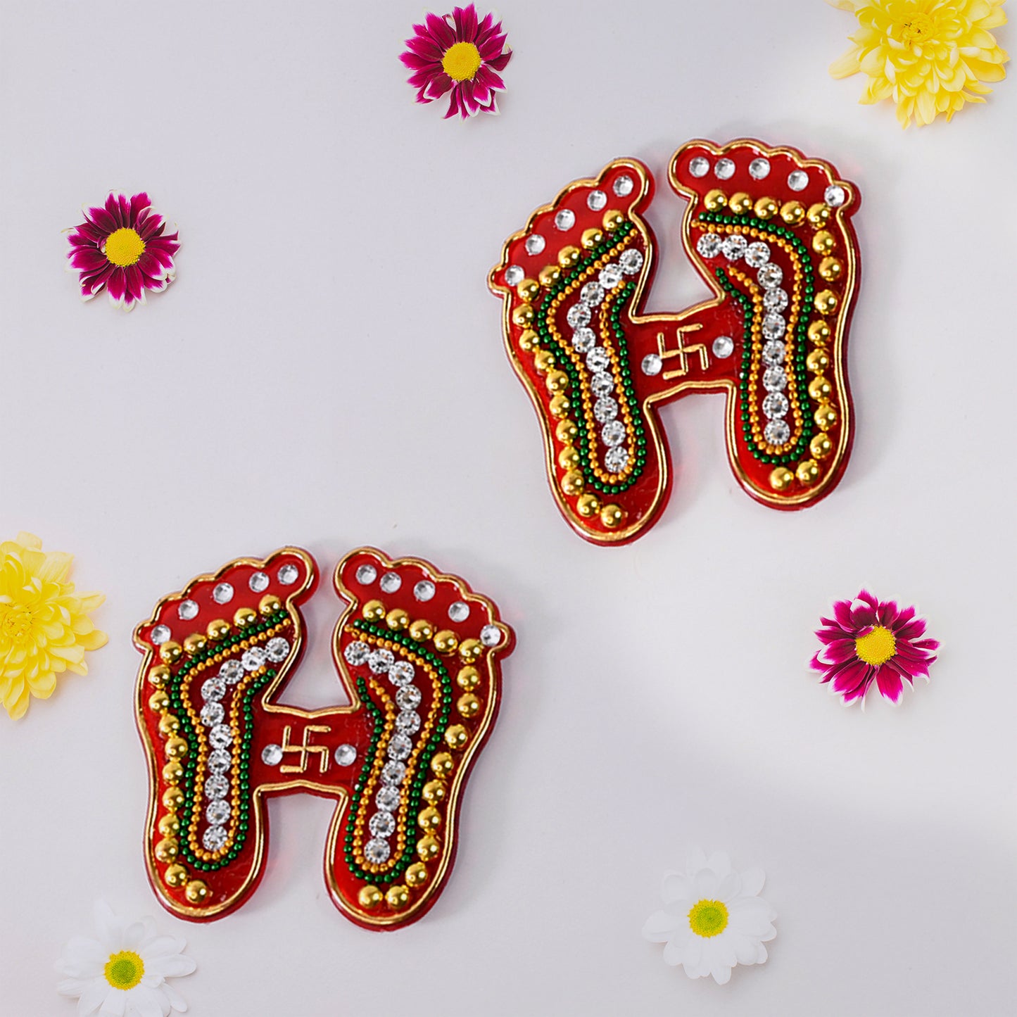 Decorative Laxmi Charan Paduka Sticker Set (Pack of 2)