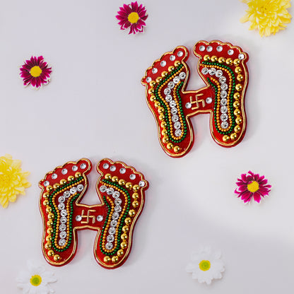 Decorative Laxmi Charan Paduka Sticker Set (Pack of 2)