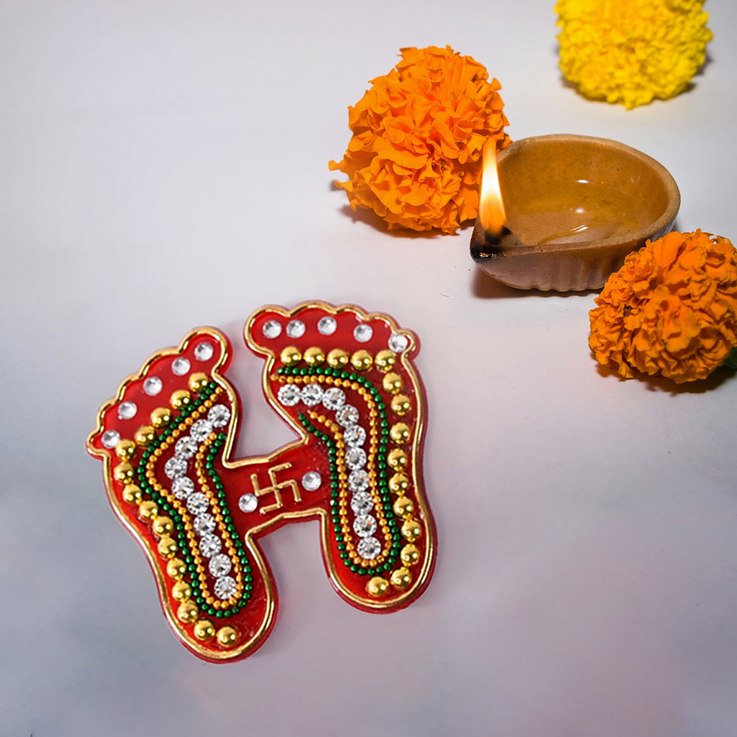 Decorative Laxmi Charan Paduka Sticker Set (Pack of 2)