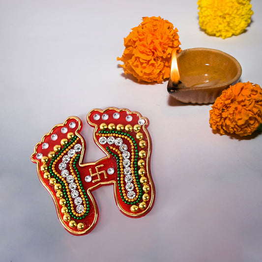 Decorative Laxmi Charan Paduka Sticker Set (Pack of 2)