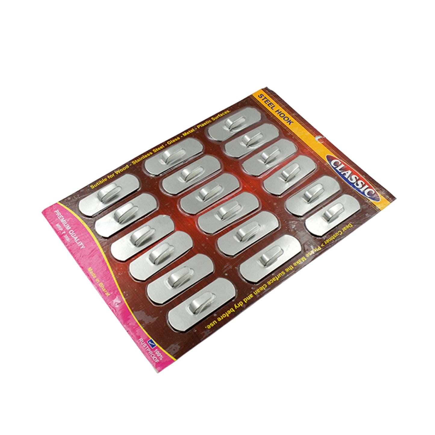 Multipurpose Self-Adhesive Stainless Steel Wall Hooks (18 Pc Set)