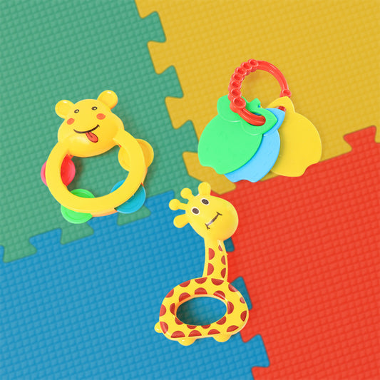 Colorful Animal Shape Baby Rattle Toy 3 Pcs Set