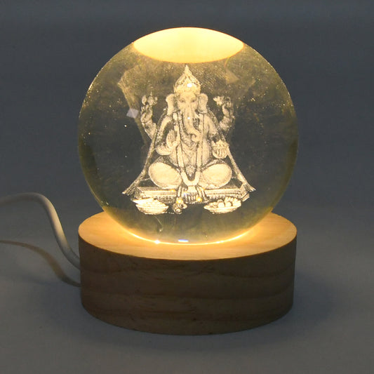 Ganesha 3D Crystal Ball Lamp