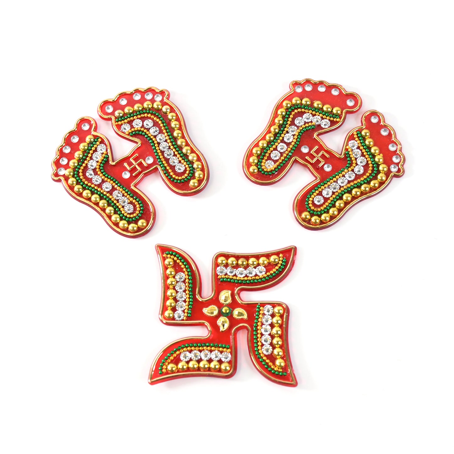 Decorative Laxmi Charan (Pagla) & Swastik Combo Set