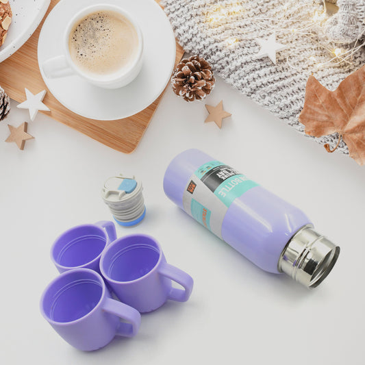 Vacuum Flask Set Stainless Steel Thermos With 3 Cup
