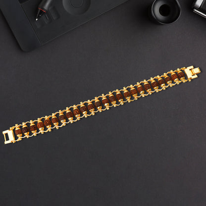 Golden Modern Rudraksha Bracelet Rakhi