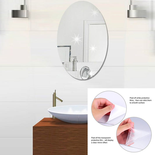 Oval Shape 3D Mirror Sticker