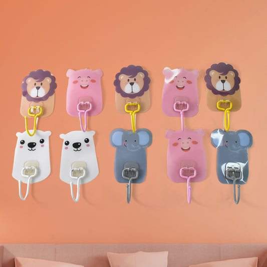 Cartoon Wall Mounted Self Adhesive Hooks (10 Pcs)