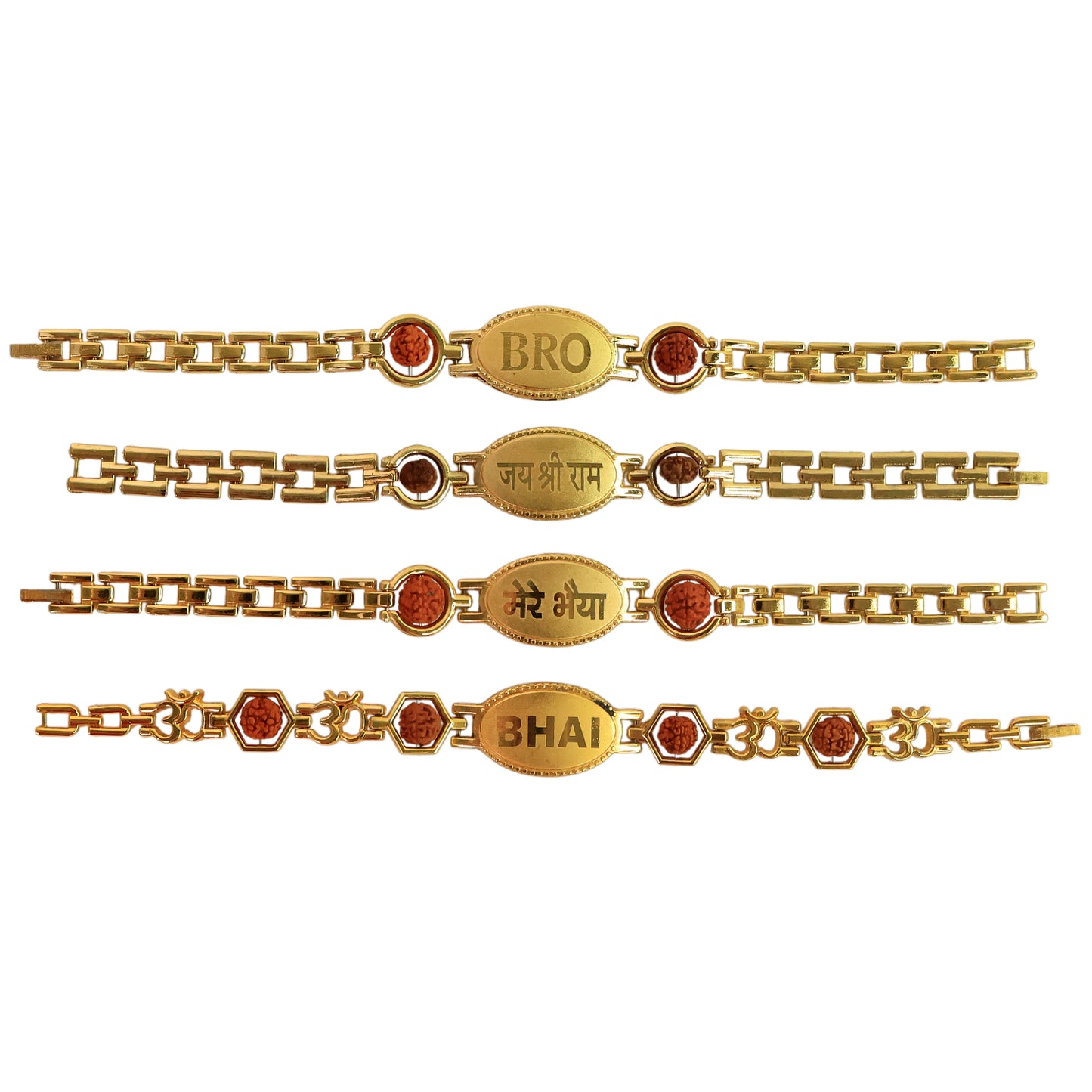 Gold Plated Metal Bracelet Rakhi For Brother (Mixed Design)