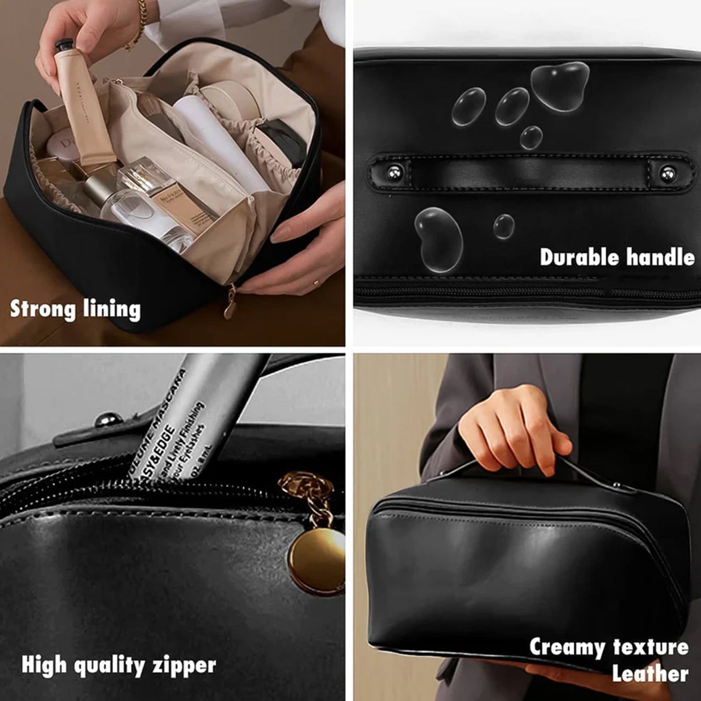 Premium Travel Makeup  Toiletry Organizer (Black)