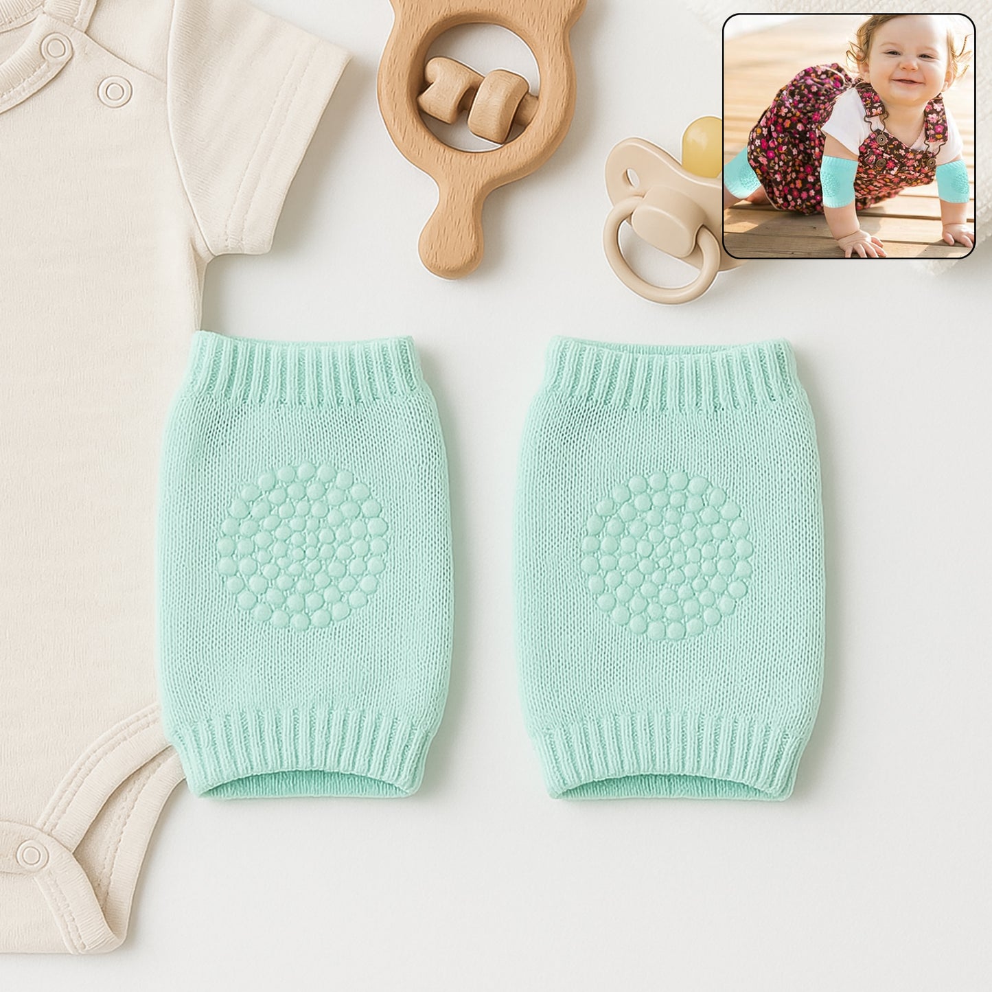 Toddler Wool Knit Knee Guard (Mint Green)