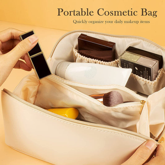 Portable Premium Travel Makeup Organizer (Cream)