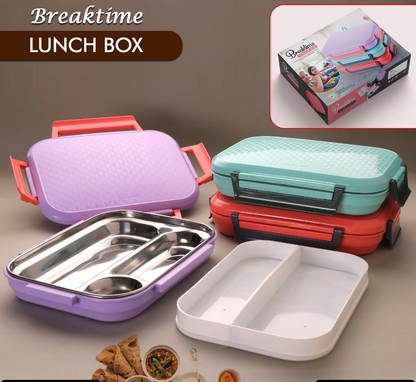 5364 Break Time Lunch Box Steel Plate Multi Compartment Lunch Box Carry To All Type Lunch In Lunch Box  Premium Quality Lunch Box Ideal For Office  School Kids  Travelling Ideal