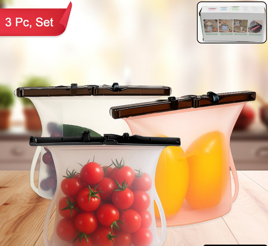 Reusable Silicone Food Storage Bag 3 Bag Set