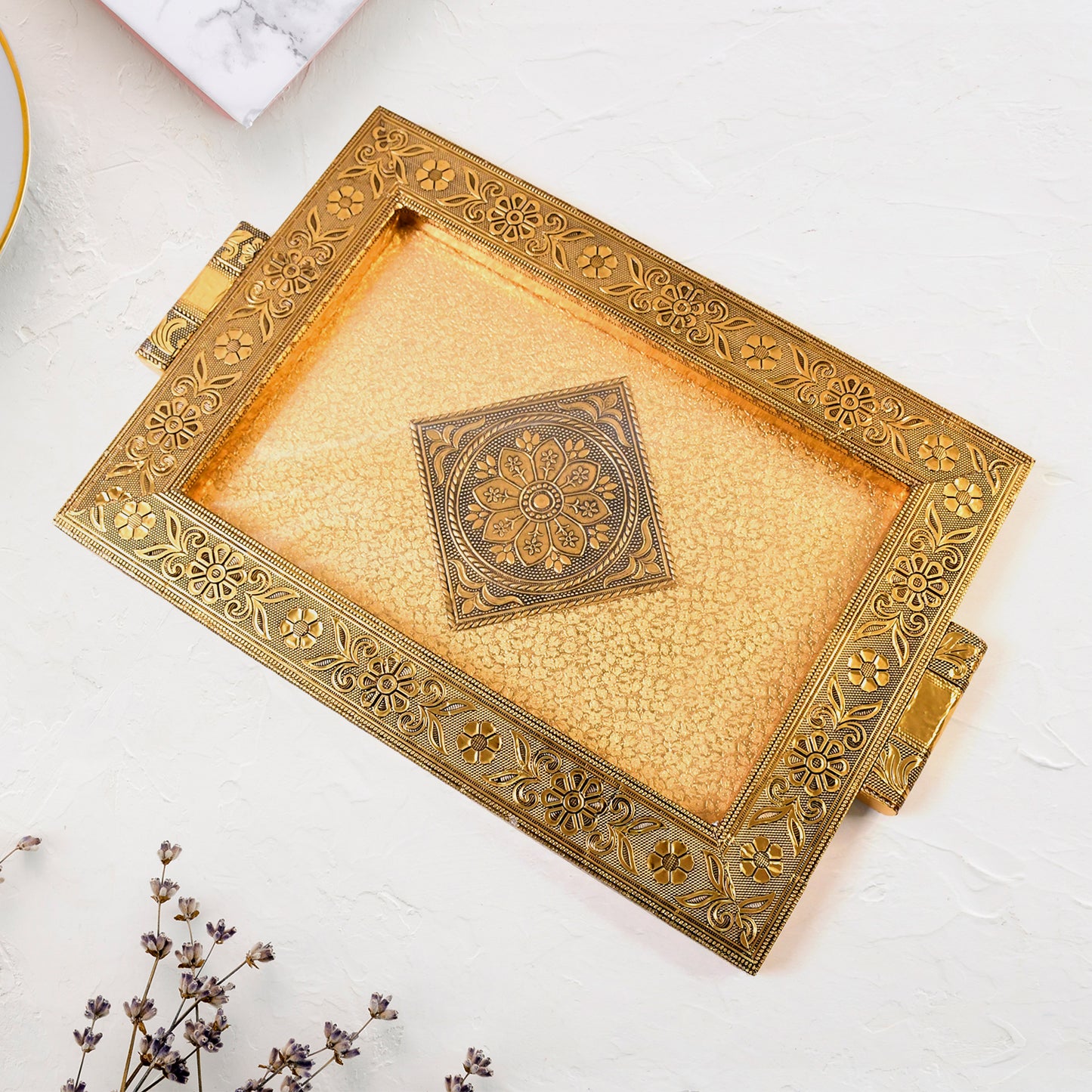 Premium Antique-style Rajwadi Decorative Serving Tray