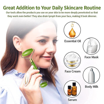 Gua Sha Stone And Jade Roller Face Massager
