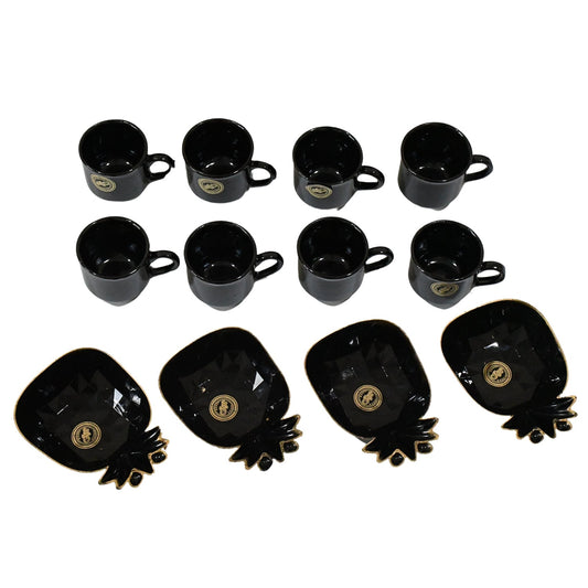 Pine Junction Ceramic Tea  Cups & Bowl (12 Pcs Set)