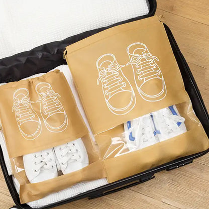 8783 Beach Bag Shoes Storage Bag Closet Organizer Non-woven Travel Portable Bag Waterproof Pocket Clothing Classified Hanging Bag Shoe Bag Luggage Travel Portable Shoe Pouch Non Woven Transparent Window (3 Pc )