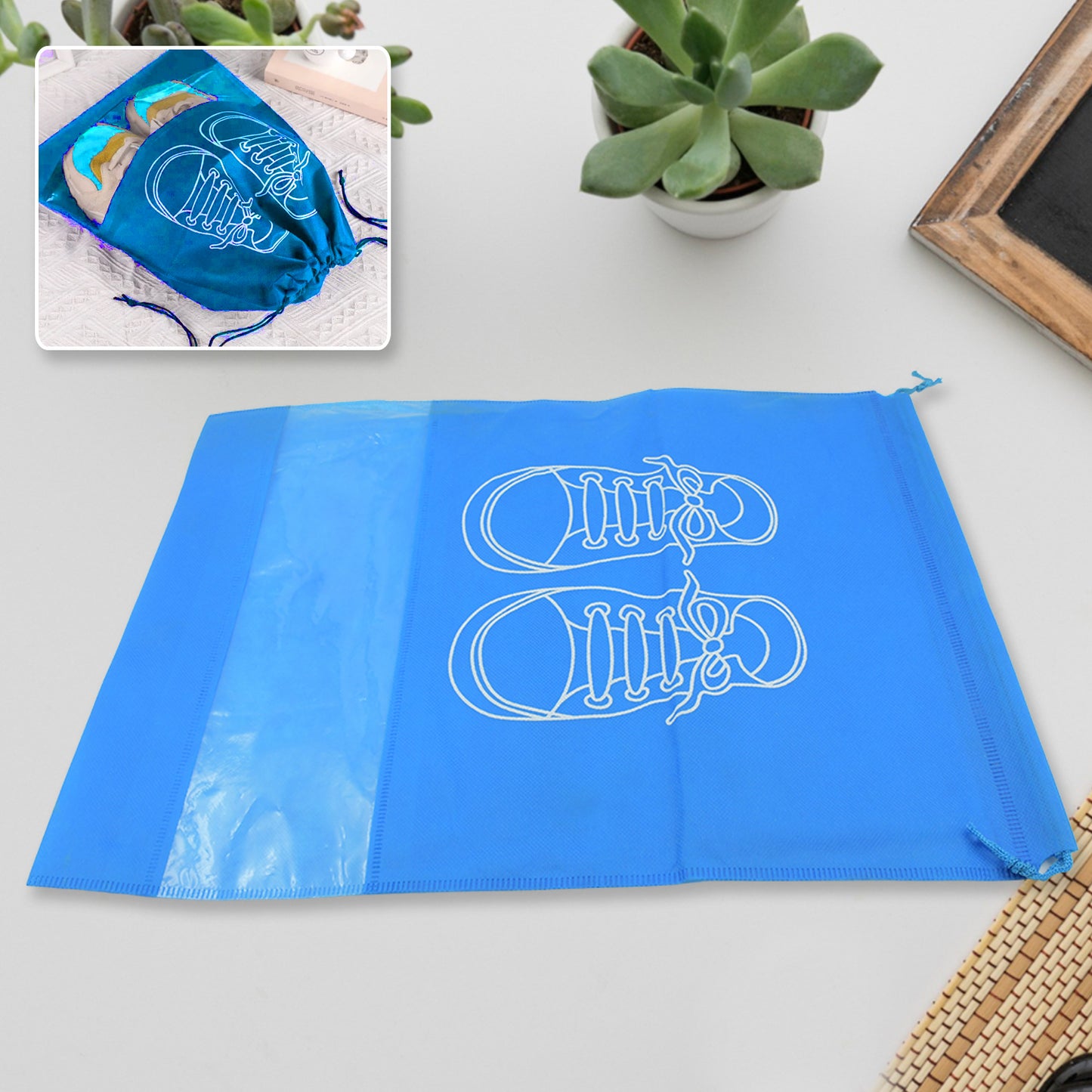 8783 Beach Bag Shoes Storage Bag Closet Organizer Non-woven Travel Portable Bag Waterproof Pocket Clothing Classified Hanging Bag Shoe Bag Luggage Travel Portable Shoe Pouch Non Woven Transparent Window (3 Pc )