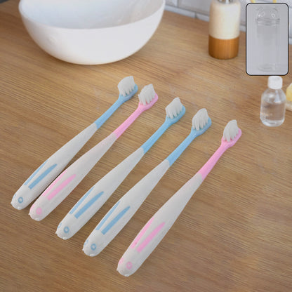 Travel-friendly Toothbrush Holder With 4 Soft Bristle Toothbrushes
