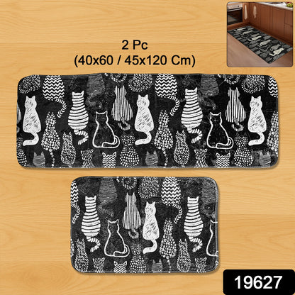 2 Pc Kitchen Floor Mat Set (40x60 Cm  45x120 Cm)