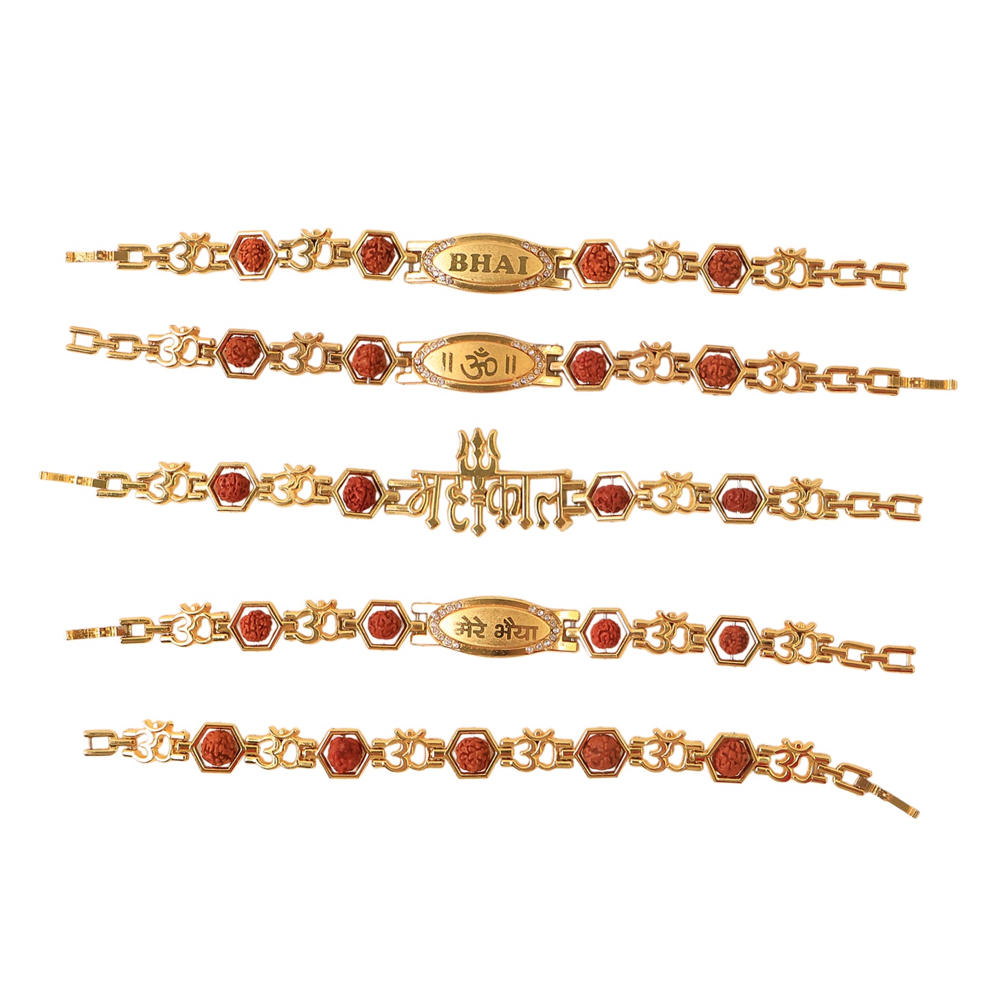Rudraksh Metal Rakhi Bracelet For Brother (Mix Design  1 Pc)