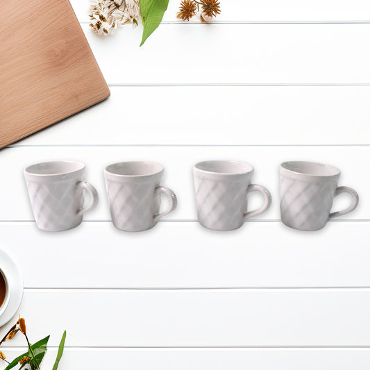 Unibic Ceramic Tea Cups With Plastic Leaf Shape Platter (6 Pcs Set)