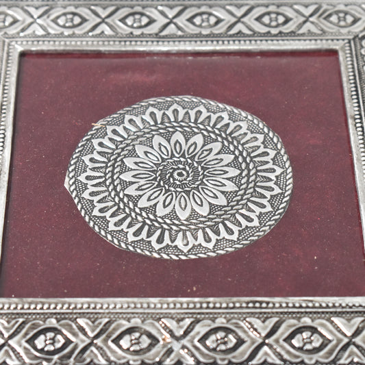 Silver - Square Pooja Chowki Patla  Bajot (20×20 Cm)