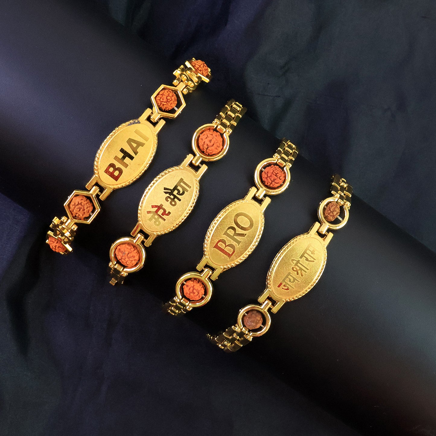 Gold Plated Metal Bracelet Rakhi For Brother (Mixed Design)