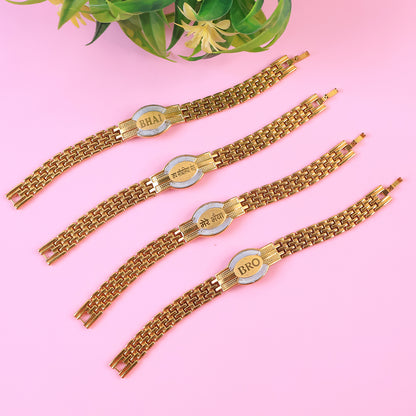 Rakhi Bracelet For Brother Metal Chain  (Mixed Designs) (1 Pc)
