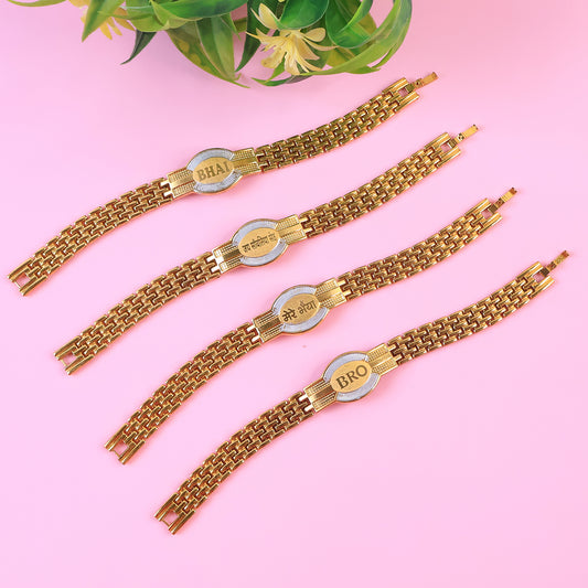 Rakhi Bracelet For Brother Metal Chain  (Mixed Designs) (1 Pc)