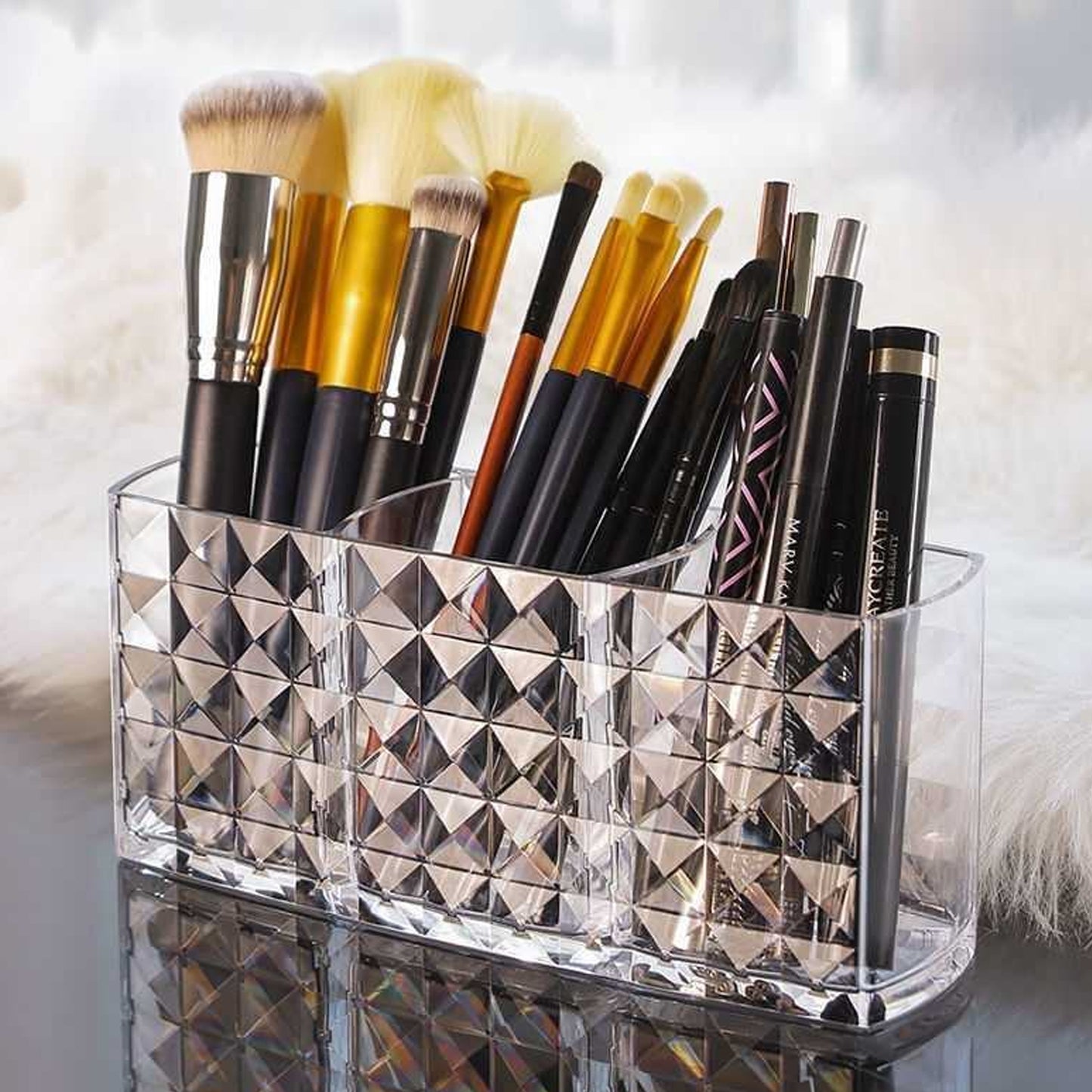 Elegant Crystal-effect 3-compartment Organizer