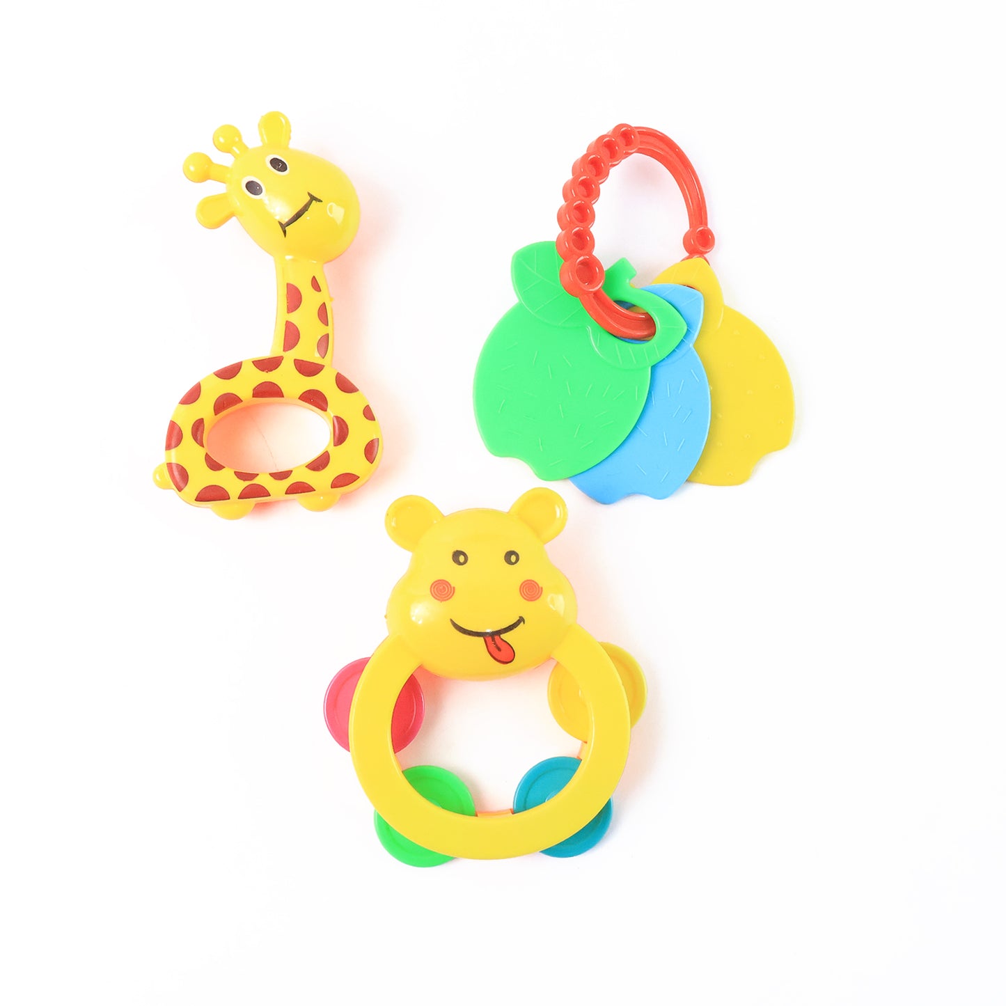 Colorful Animal Shape Baby Rattle Toy 3 Pcs Set