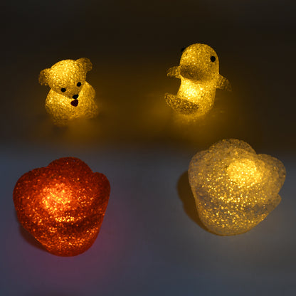 Multi Shape Small LED Crystal Night Lamp (6 Pc Set)