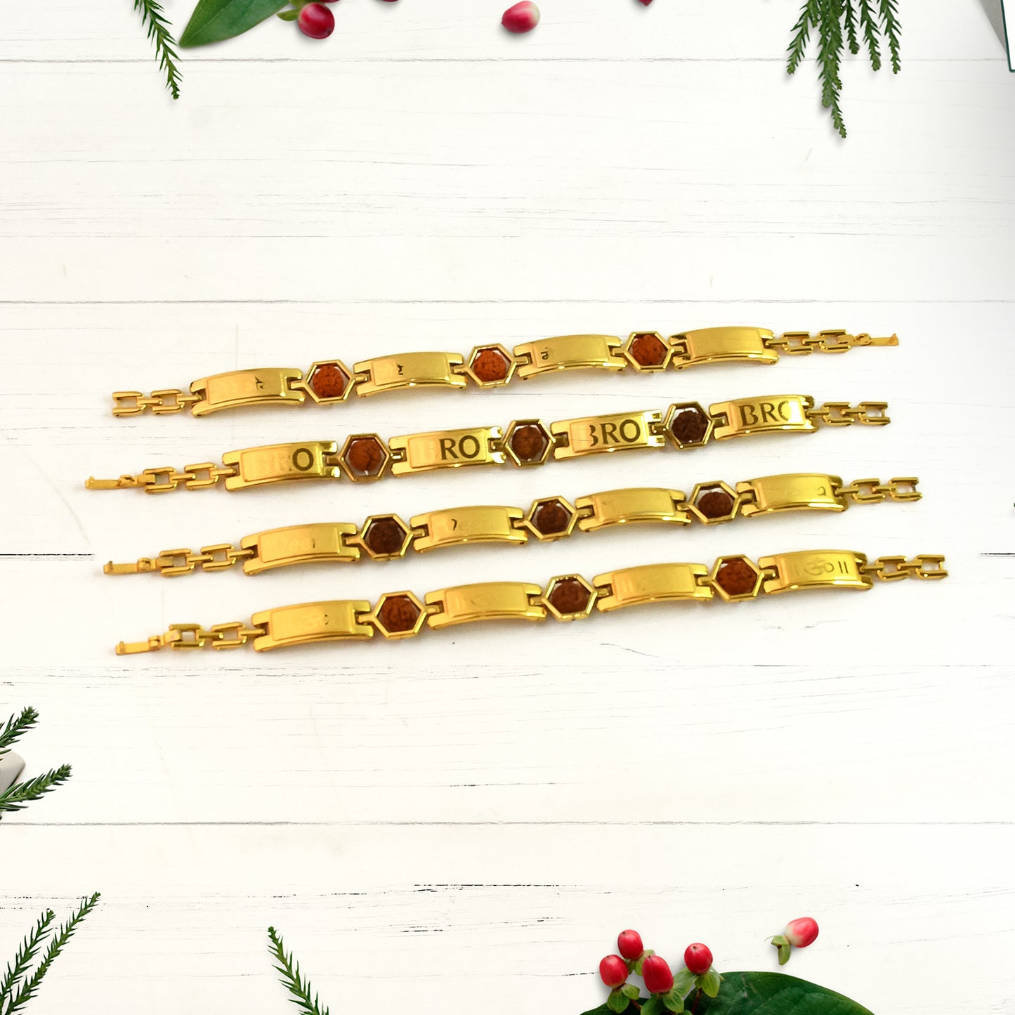 Gold Plated Bracelet Rakhi For Brother  (1 Pc. Mix Design)