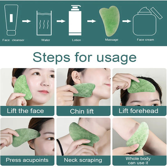 Gua Sha Stone And Jade Roller Face Massager