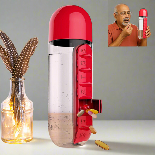 Water Bottle With Built-in Pill Organizer Approx 900ml