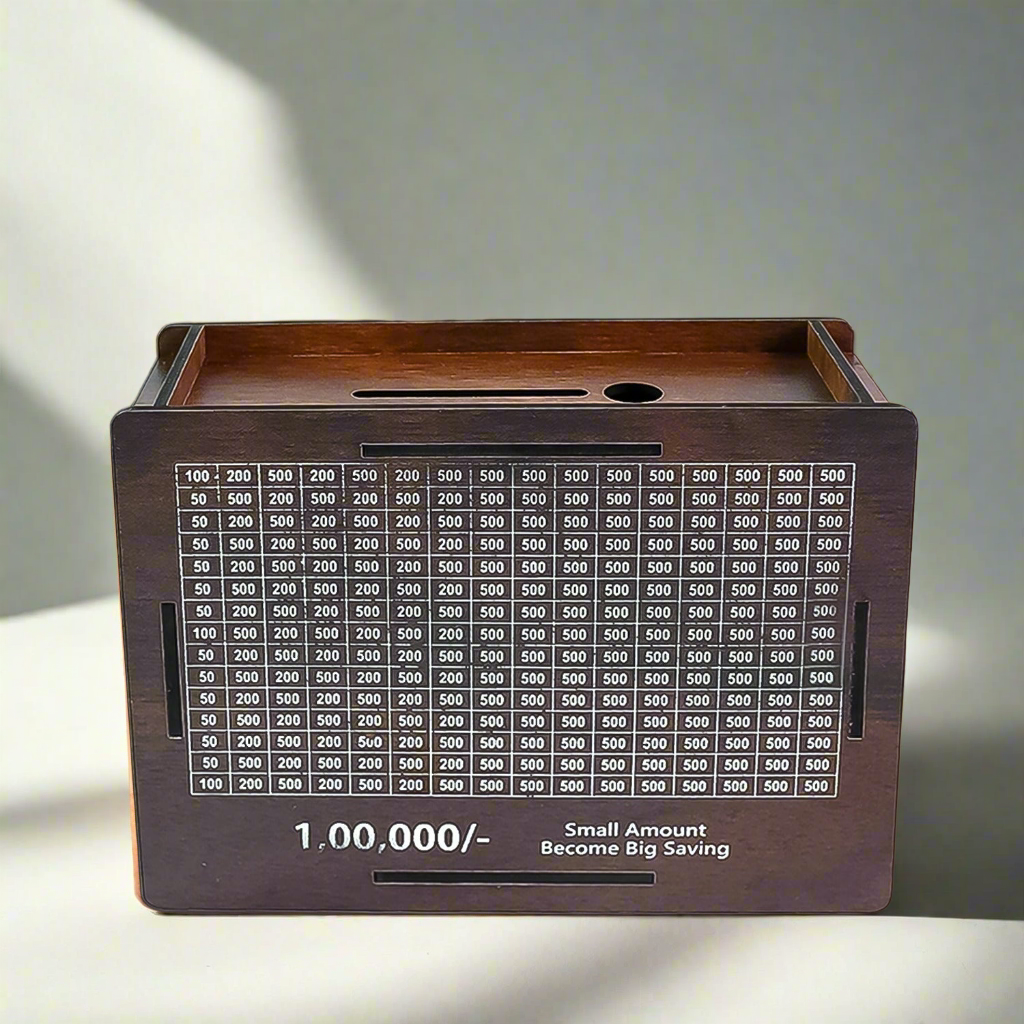 Wooden Money Bank with  4 Sketch Pen