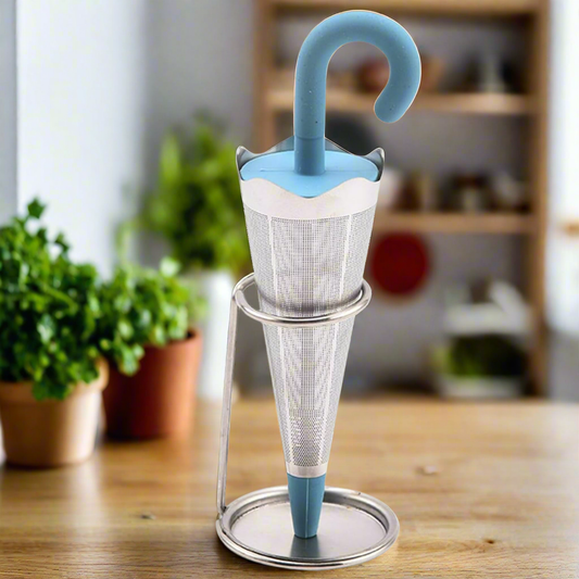 Reusable Umbrella Tea Strainer With Tray Stand